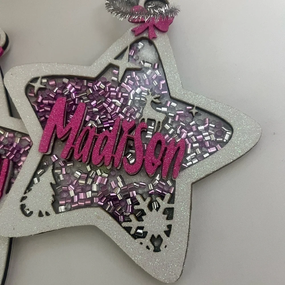Glittery Star Ornaments with Pink Accents